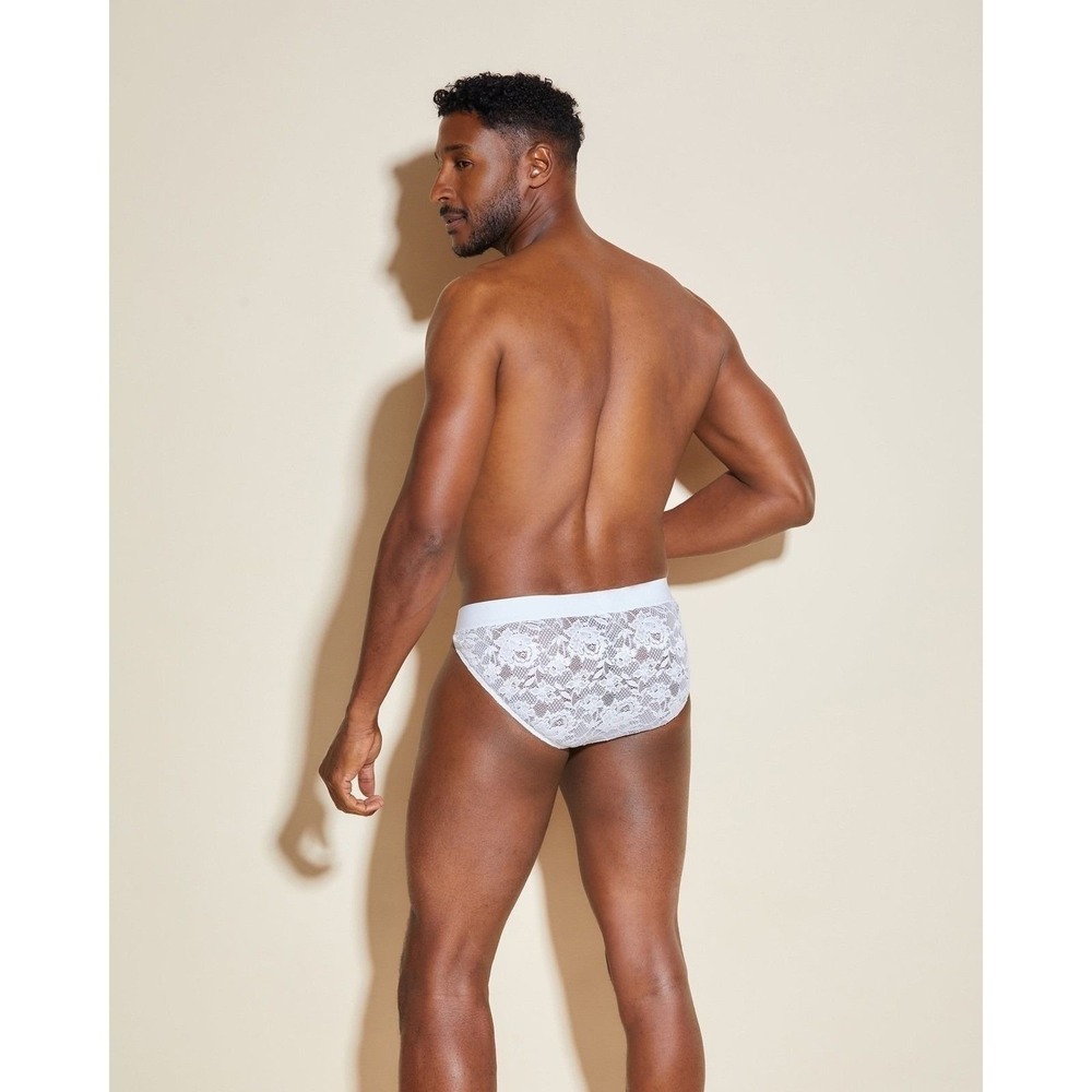 Cosabella Never Say Never Mens Sports Brief White Lace Underwear size L NWT